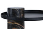 Mahon Black and White Marble Column Base Side Table with Metal Top