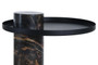 Mahon Black and White Marble Column Base Side Table with Metal Top