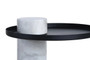 Mahon White Marble Column Base Side Table with Metal Top