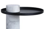 Mahon White Marble Column Base Side Table with Metal Top