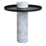 Mahon White Marble Column Base Side Table with Metal Top