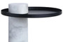 Mahon White Marble Column Base Side Table with Metal Top