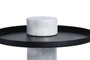Mahon White Marble Column Base Side Table with Metal Top