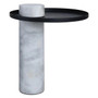 Mahon White Marble Column Base Side Table with Metal Top