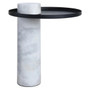 Mahon White Marble Column Base Side Table with Metal Top