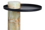 Mahon Onyx Column Base Side Table with Metal Top