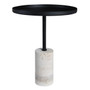 Murcia Travertine Base with Black Metal Top Round Side Table