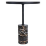 Murcia Black and White Marble Base with Metal Top Round Side Table