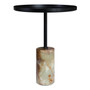 Murcia Onyx Base with Black Metal Top Round Side Table