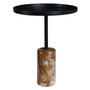 Murcia Onyx Base with Black Metal Top Round Side Table