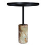 Murcia Onyx Base with Black Metal Top Round Side Table