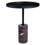 Murcia Red Marble Base with Black Metal Top Round Side Table