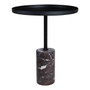Murcia Red Marble Base with Black Metal Top Round Side Table