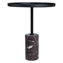 Murcia Red Marble Base with Black Metal Top Round Side Table