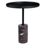 Murcia Red Marble Base with Black Metal Top Round Side Table