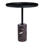 Murcia Red Marble Base with Black Metal Top Round Side Table