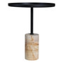 Murcia Teak Wood Effect Marble Base with Black Metal Top Round Side Table