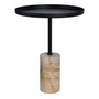 Murcia Teak Wood Effect Marble Base with Black Metal Top Round Side Table