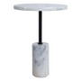 Merida White Marble Top and Base Round Side Table