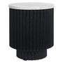 Matros Small Travertine Top Black Ridge Mango Wood Base Side Table
