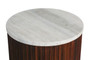 Matros Small Travertine Top Brown Ridge Mango Wood Base Side Table