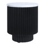 Matros Small White Marble Top Black Mango Wood Base Side Table