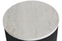 Matros Large Travertine Top Black Ridge Mango Wood Base Side Table