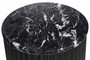 Matros Large Black and White Marble Top Black Mango Wood Base Side Table