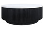 Molinos Travertine Top Black Ridge Mango Wood Base Coffee Table