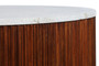 Molinos Travertine Top Brown Ridge Mango Wood Base Coffee Table
