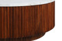 Molinos Travertine Top Brown Ridge Mango Wood Base Coffee Table