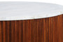 Molinos Travertine Top Brown Ridge Mango Wood Base Coffee Table
