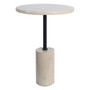 Merida Cream Marble Top and Base Round Side Table