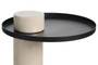 Mahon Cream Marble Column Base Side Table with Metal Top