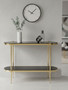 Arezzo 2 Tier Gold Console Table with Black Tempered Glass