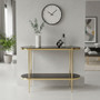 Arezzo 2 Tier Gold Console Table with Black Tempered Glass