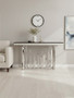 Eliza Silver Console Table with Black Glass Top