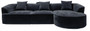 Messina Black Textured 3 Seater Corner Chaise Sofa