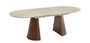 Baden Stone Effect and Walnut Finish Extendable Oval Dining Table