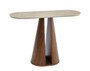 Baden Stone Effect Top and Walnut Finish Base Oval Console Table