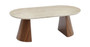 Baden Stone Effect Top and Walnut Finish Base Oval Coffee Table