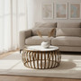 Vizzini Marble and Agate Round Coffee Table with Antique Brass Base