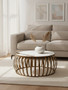 Vizzini Marble and Agate Round Coffee Table with Antique Brass Base