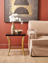 Kensington Townhouse Black Mirror Side Table with Gold Legs