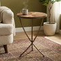 Elmo Elm Wood and Iron Small Side Table