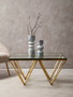 Allure Gold Finish Prismaric Square Coffee Table