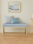 Allure Powder Blue Velvet And Gold Bench