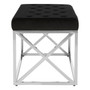 Allure Black Tufted Seat / Silver Finish Bench
