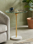 Sika Glass Gold Leaf Design Round Side Table