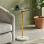 Sika Glass Gold Leaf Design Round Side Table